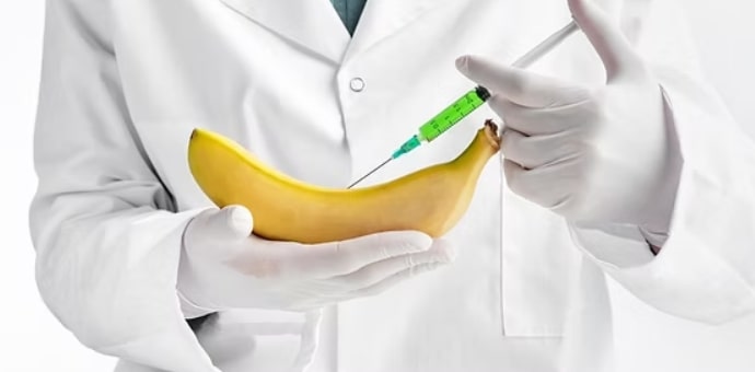 doctor injecting a banana